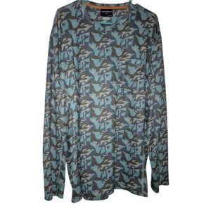 Grundens Fish Head Tech  Shirt Turquoise Camo Long Sleeve Top Outdoor Mens XL